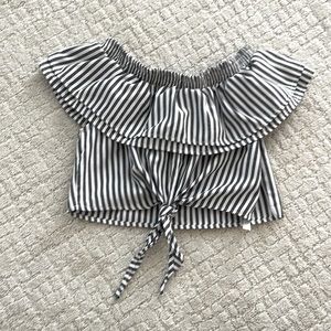 Grey/White Off Shoulder Crop Top